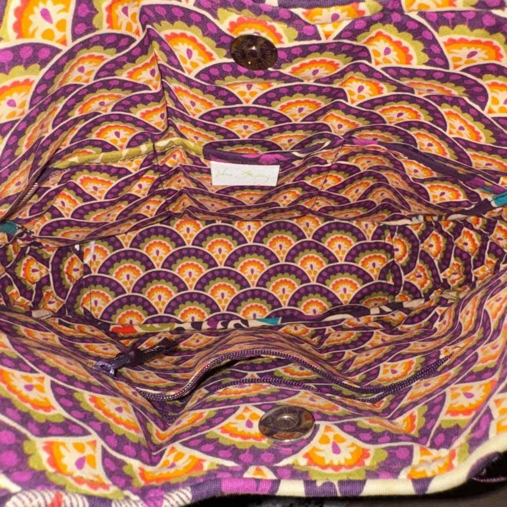 Vera Bradley Plum Crazy Large Quilted Tote Bag and Matching Wallet Set Purple